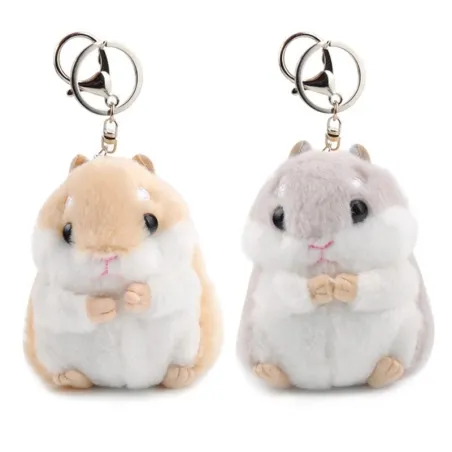 Fluffy pels mini hamster - nøglering