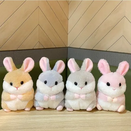 Fluffy pels mini kanin - nøglering