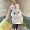 Fluffy pels mini kanin - nøglering