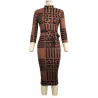 VestidosVestido midi clásico - manga tres cuartos - rayas geométricas color negro