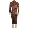 VestidosVestido midi clásico - manga tres cuartos - rayas geométricas color negro