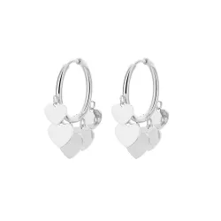 AretesPendientes pequeños de aro - con corazones colgantes