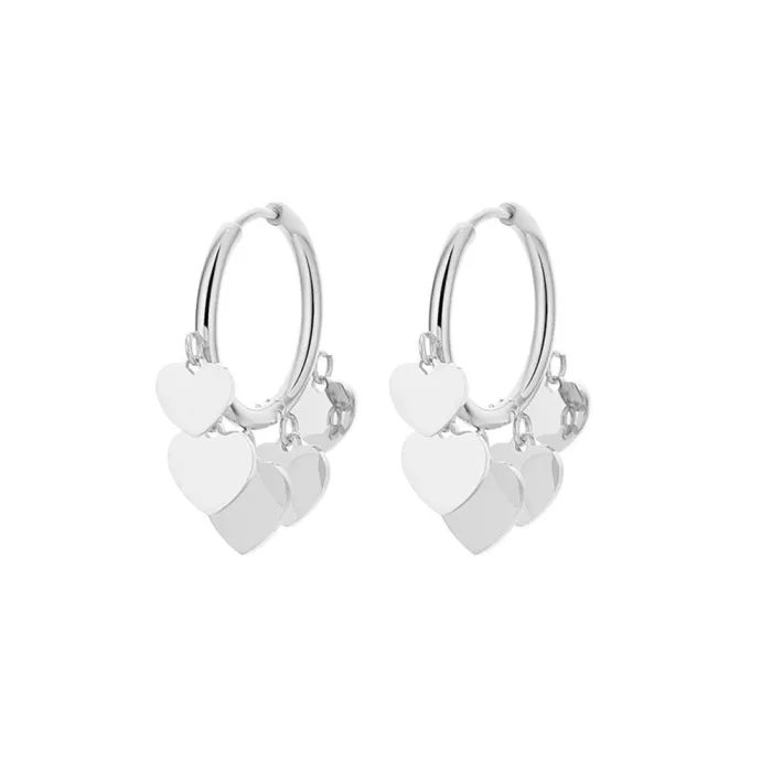 AretesPendientes pequeños de aro - con corazones colgantes