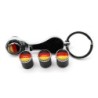 Autoradventile - Metallkappen - mit Schraubenschlüssel - Schlüsselanhänger - deutsche Flagge
