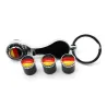 Valves de roue de voiture - capuchons métalliques - avec clé - porte-clés - drapeau allemand