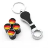Valves de roue de voiture - capuchons métalliques - avec clé - porte-clés - drapeau allemand