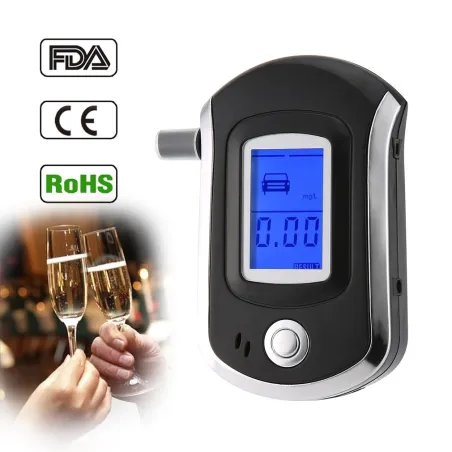 Professionell digital alkomätare - alkoholtestare - LCD - med 5 munstycken