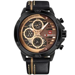 Naviforce - montre de sport à quartz - étanche - bracelet en cuir