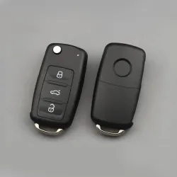 Flip fjernnøkkelveske - nøkkelskall - 3 knapper - til Volkswagen Golf Passat Polo Jetta Touran