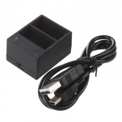 Batterilader - dobbel spor - med USB-kabel - for GoPro 5 / 6 / 7