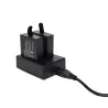Akkulaturi - kaksoispaikka - USB-kaapelilla - GoPro 5 / 6 / 7:lle