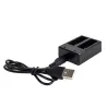 Batterilader - dobbel spor - med USB-kabel - for GoPro 5 / 6 / 7