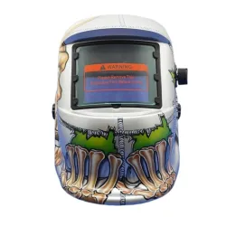 Kask spawalniczy z funkcją automatycznego przyciemniania - dłonie czaszkiKask Spawalniczy