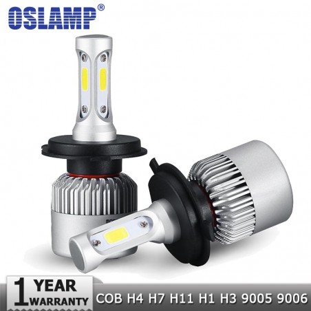 OSLAMP - COB 12V - 24V LED - billykter - pære - Hi-Lo stråle - 72W - 8000LM - 6500K - 2 stk.