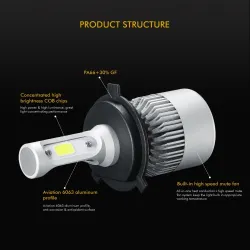 OSLAMP - COB 12V - 24V LED - reflektory samochodowe - żarówka - wiązka Hi-Lo - 72W - 8000LM - 6500K - 2 sztukiH7