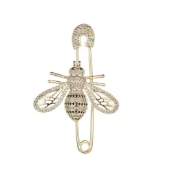 Shiny gold bee - crystal broochBrooches