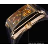 WINNER - orologio meccanico rettangolare - design scheletrato scavato - cinturino in pelle