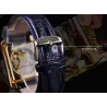 WINNER - relógio mecânico retangular - design de esqueleto oco - pulseira de couro