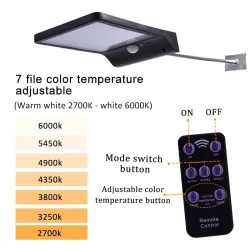 Solar powered wall light light - waterproof lamp - motion sensor - 48 LEDStreet lighting