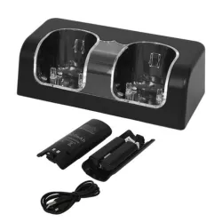 Doppelladegerät - LED-Anzeige - für Wii-Controller - mit 2 Akkus