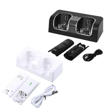 Dobbel lader - LED-indikator - for Wii-kontroller - med 2 batterier