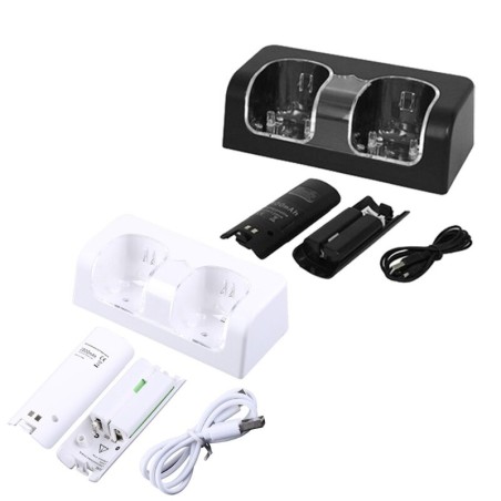 Kaksoislaturi - LED-merkkivalo - Wii-ohjaimelle - 2 akulla
