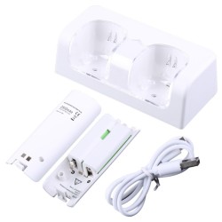 Dobbelt oplader - LED indikator - til Wii controller - med 2 batterier