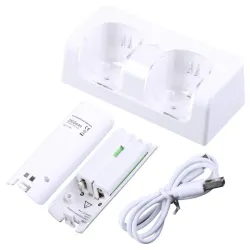 Dobbelt oplader - LED indikator - til Wii controller - med 2 batterier