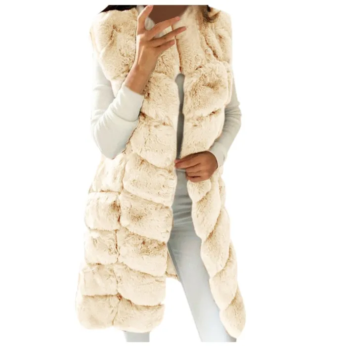 ChaquetasElegante abrigo sin mangas - chaleco de piel.