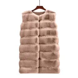 Eleganter ärmelloser Mantel - Pelzweste