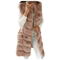 Elegant ermeløs kåpe - pelsvest