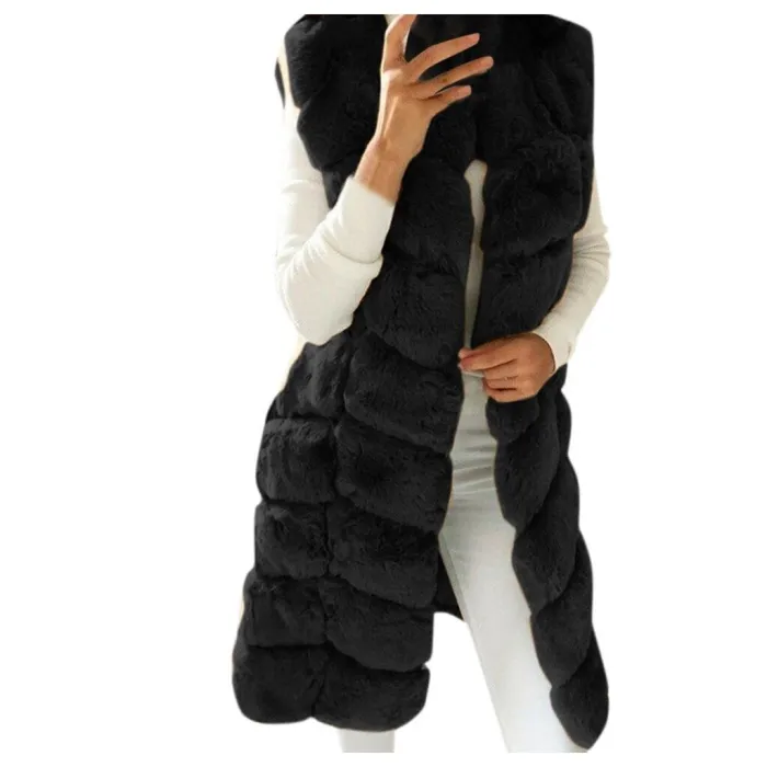 Elegant ermeløs kåpe - pelsvest
