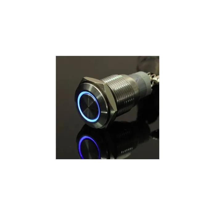 Metalltryckknappsbrytare - självåterställning - LED - 16mm