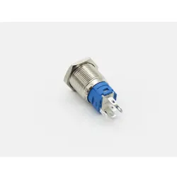 Metalltryckknappsbrytare - självåterställning - LED - 16mm