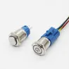 Metalltryckknappsbrytare - självåterställning - LED - 16mm