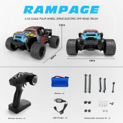 Sinovan - Voiture RC - Buggy 4WD - Télécommande - 2.4G - 38km/h