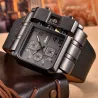 OULM 3364 - groot vierkant sporthorloge - Quartz - brede leren bandHorloges