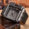 OULM 3364 - grande montre de sport carrée - Quartz - large bracelet cuir