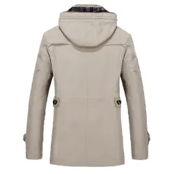Long hooded jacket - windbreaker - with zipper / buttonsJackets