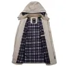 Long hooded jacket - windbreaker - with zipper / buttonsJackets