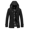 Lange jas met capuchon - windjack - met rits / knopenJassen