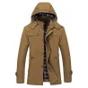 Lange jas met capuchon - windjack - met rits / knopenJassen
