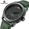 NAVIFORCE – Militär-Sportuhr – Quarz – wasserdicht – Lederarmband – grün