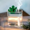 Humidificateur d'air ultrasonique transparent - diffuseur d'huiles essentielles - cactus - LED - USB - 160 ml