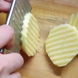 Coupe pommes de terre - friteuse - frites courbées - couteau inox