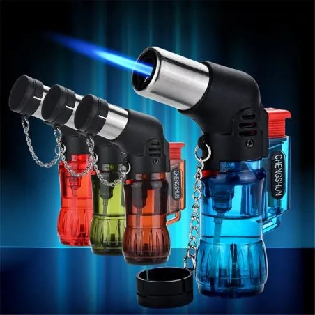Mini briquet butane - flamme jet - coupe-vent - avec capuchon