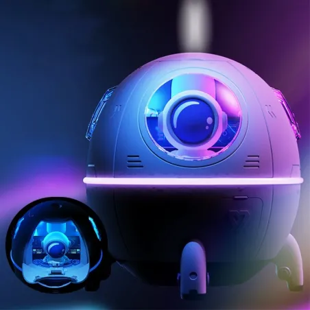 Ultralyd luftfukter - diffuser for essensielle oljer - romskip / astronaut - LED - USB - 220ml