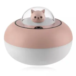 Ultralydsluftfugter - diffuser for æteriske olier - kattehoved - LED - USB - 300ml