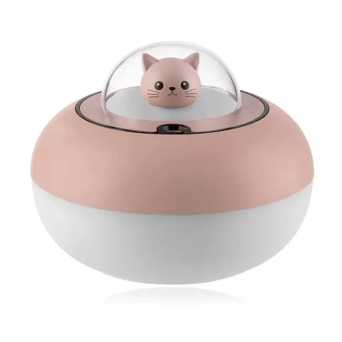 Ultralyd luftfukter - diffuser for essensielle oljer - kattehode - LED - USB - 300ml