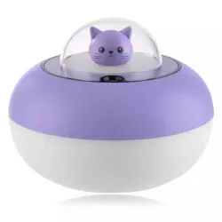 Ultraljudsluftfuktare - diffusor för eteriska oljor - katthuvud - LED - USB - 300ml